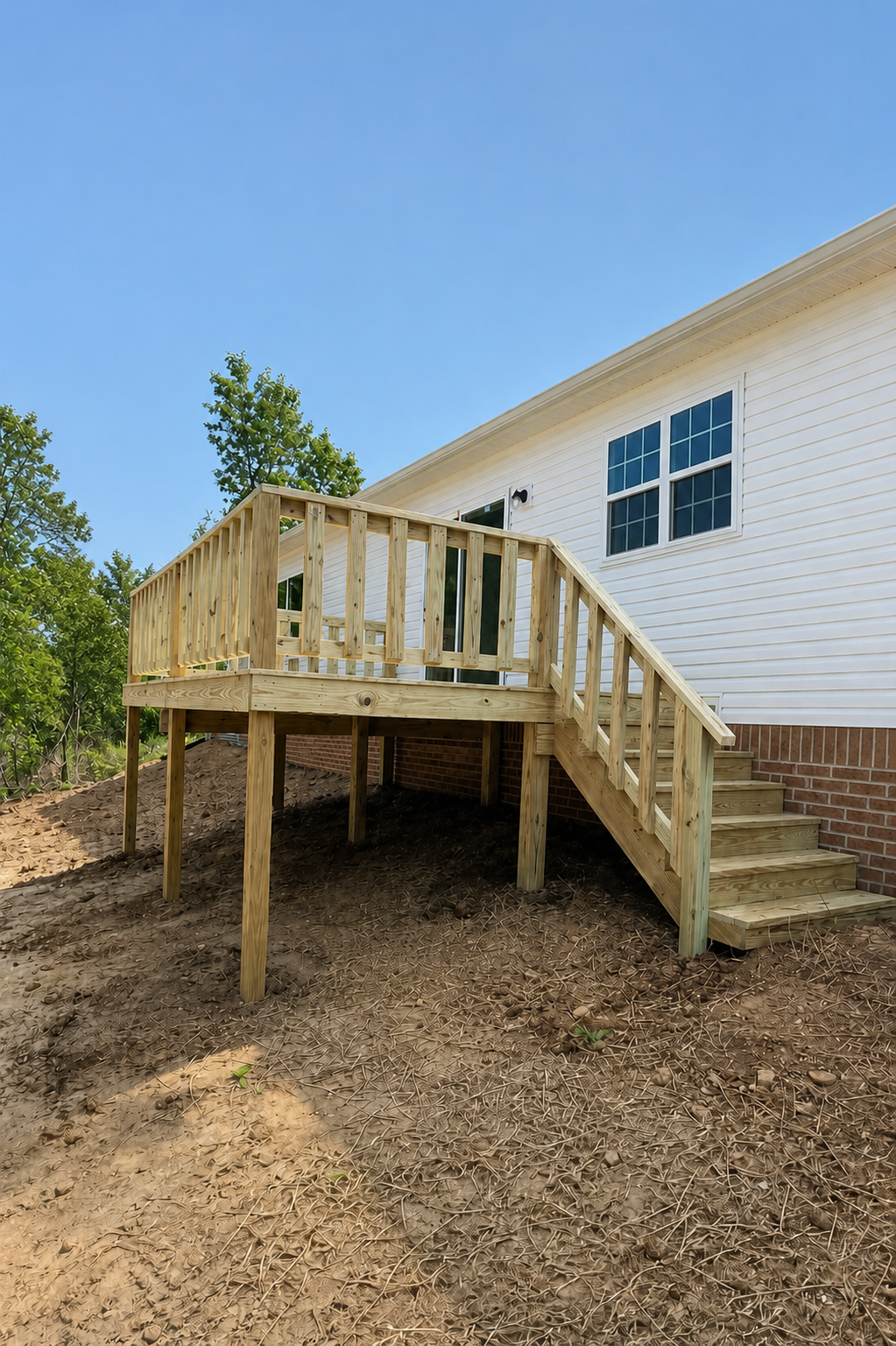 Elevated back deck with stairs